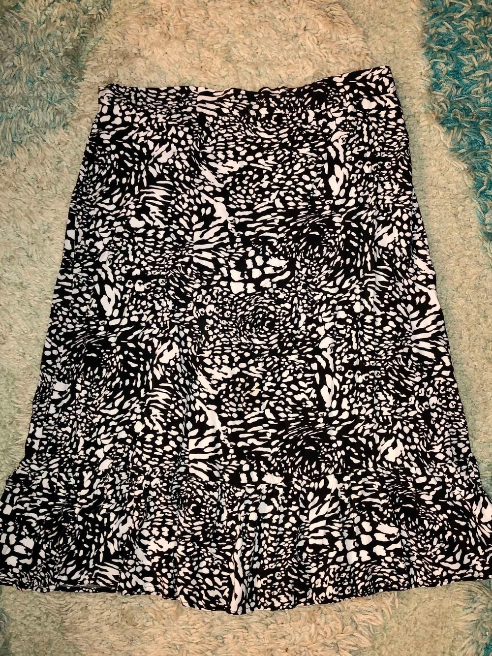 & Other Stories Black and White Printed A-Line Skirt